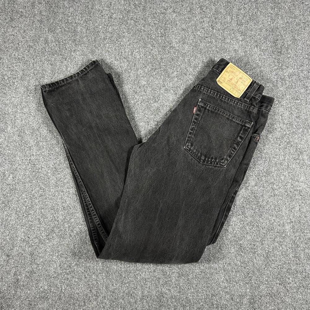 90's Levi's 505 Jeans Mens 31x34 Black Wash Denim Regular Fit Straight Leg #2491